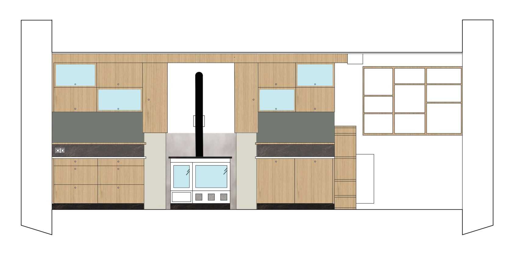 Étude colorisée d’un vaste ensemble de rangement